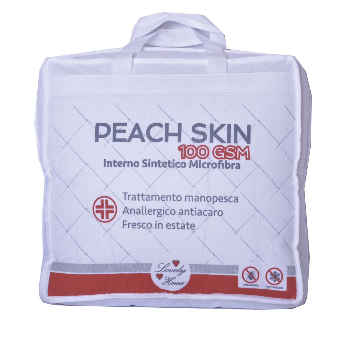 Bianco LOVELY HOME Piumino da Sacco Estivo 100 gr Anallergico Antiacaro Peach Skin Singolo 