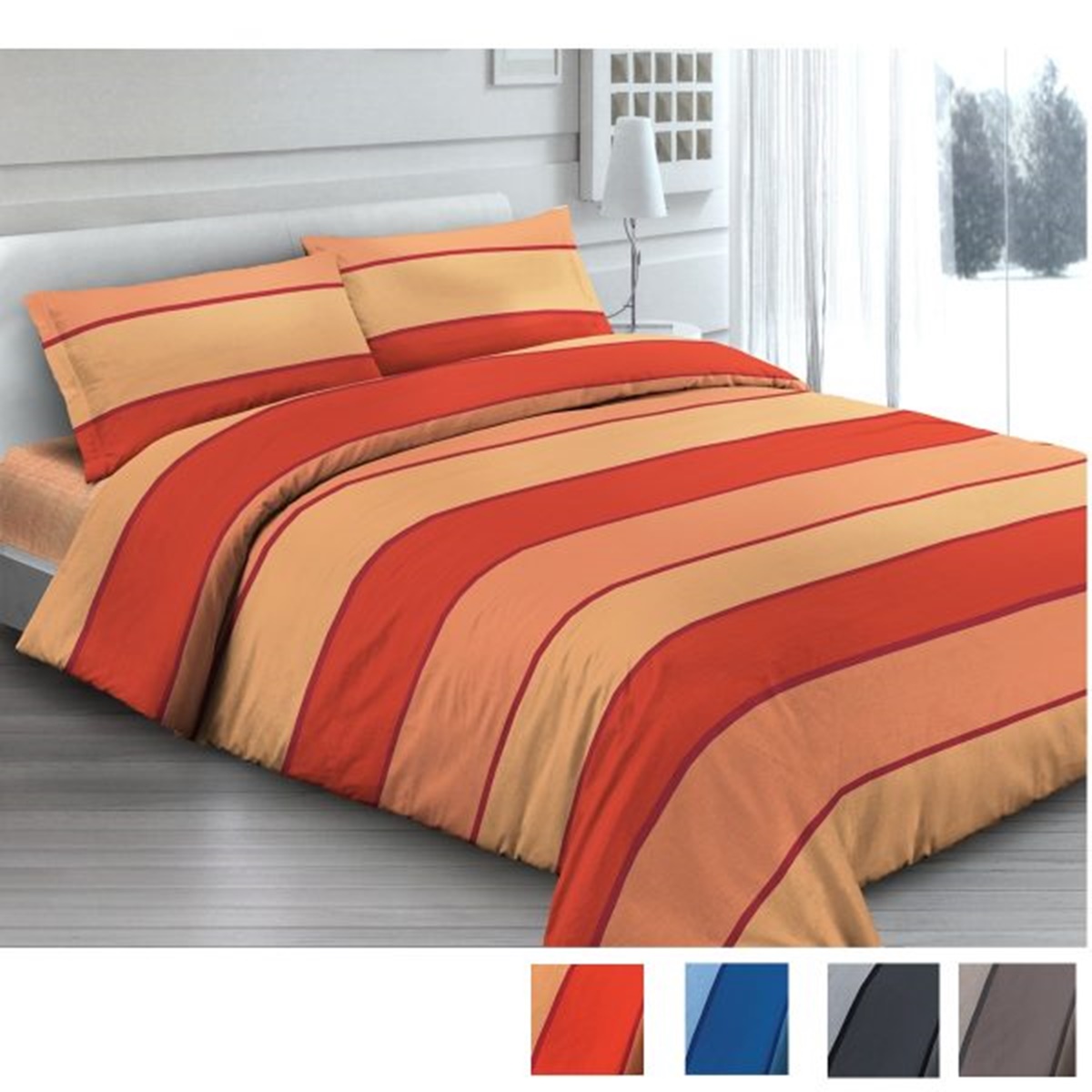 Italian Bed Linen Natural Color Parure Copripiumino con Sacco e Federa 100% Cotone 2 unità Avio/Fumo Singolo 150 x 200 cm 