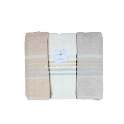 1 tenda da doccia in 100% cotone 2 asciugamani per ospiti PRINCE composto da 2 teli doccia 2 asciugamani per viso Set Crystal S colore beige 