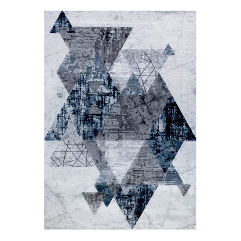 tappeto arredo double triangle geometric blu e grigio