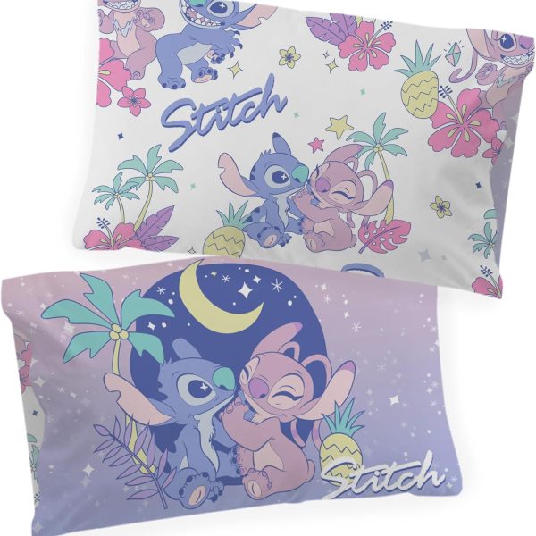 Coppia federe Stitch & Angel 100% cotone
