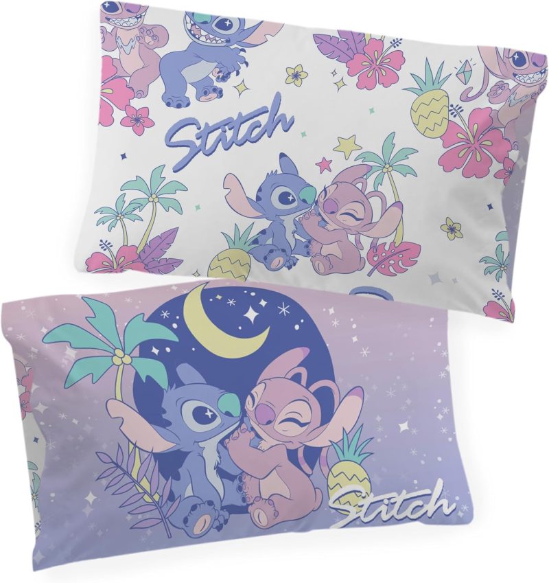 Coppia federe Stitch & Angel 100% cotone